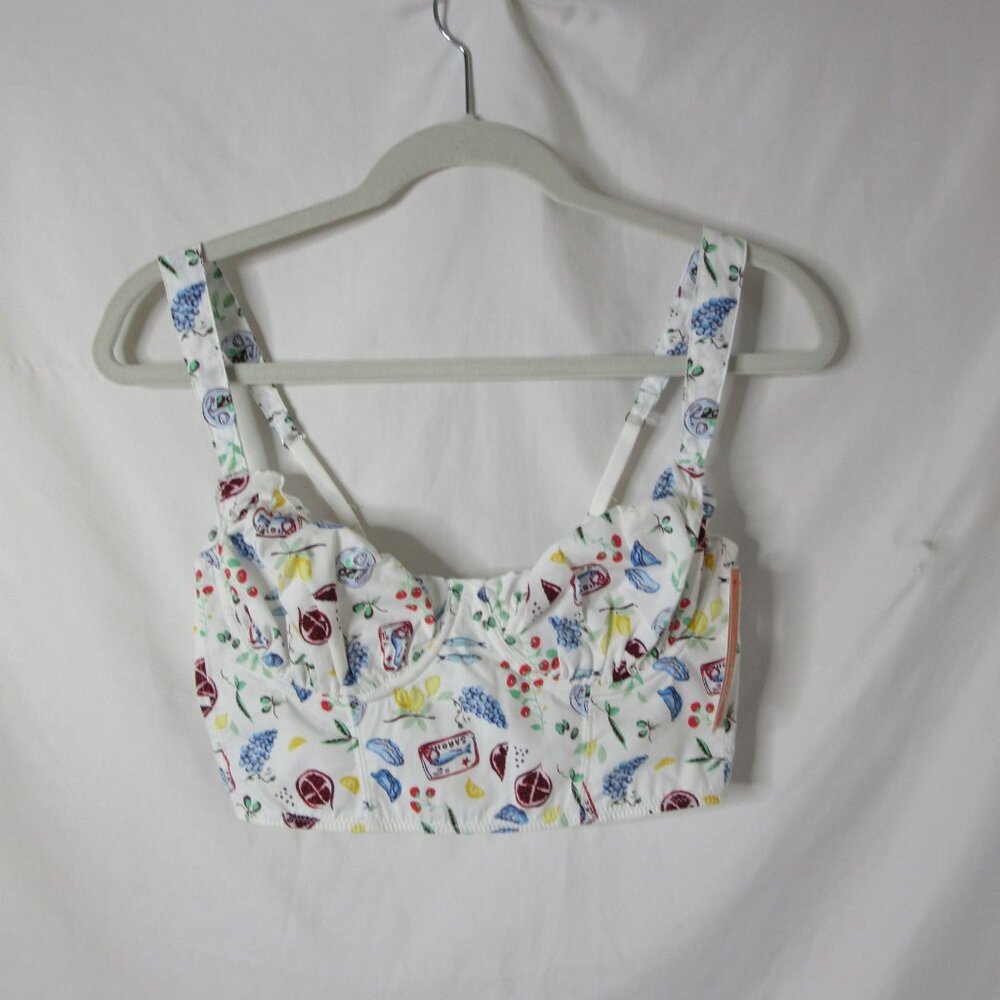 Colsie Corset Bra  Bralette White Summer Print Cottagecore Size Small NWT